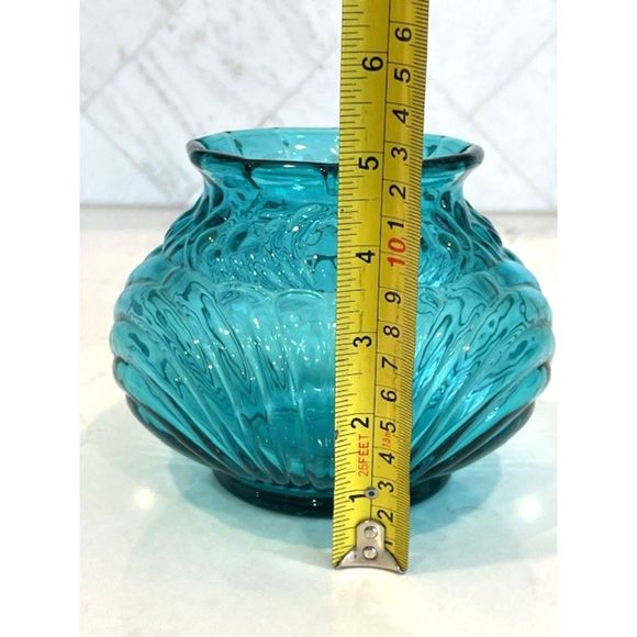 Fenton Teal Blue Caprice Swirl 5" Bowl/Vase - Picture 6 of 6